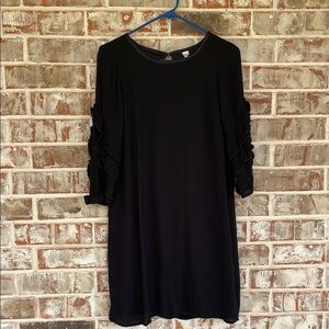 Uncle Frank Elegant Black Ruffle Sleeve Dress